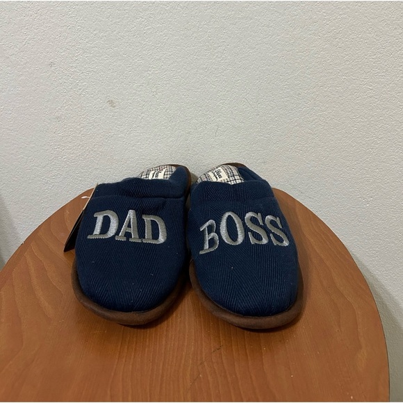 NWT Dearfoams Dluxe Slippers Dad Boss Memory Foam Slippers Men's Size 11-12 Navy - Picture 1 of 7